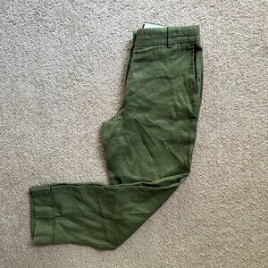 J Crew Pants Womens 0 28x26 100% Linen Green Mid Rise Pockets